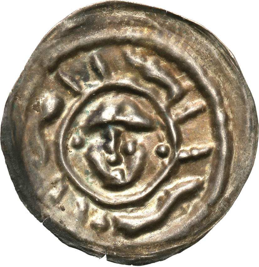 Śląsk, Księstwo Wrocławskie. Henryk I Brodaty (1201-1238), lub Henryk II Pobożny (1238-1241), Brakteat ratajski - PIĘKNY i RZADKI